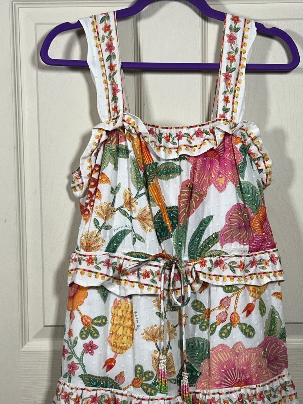 FARM Rio Floral Tiered Maxi Dress in Pink, Green & Yellow - Picture 3 of 10